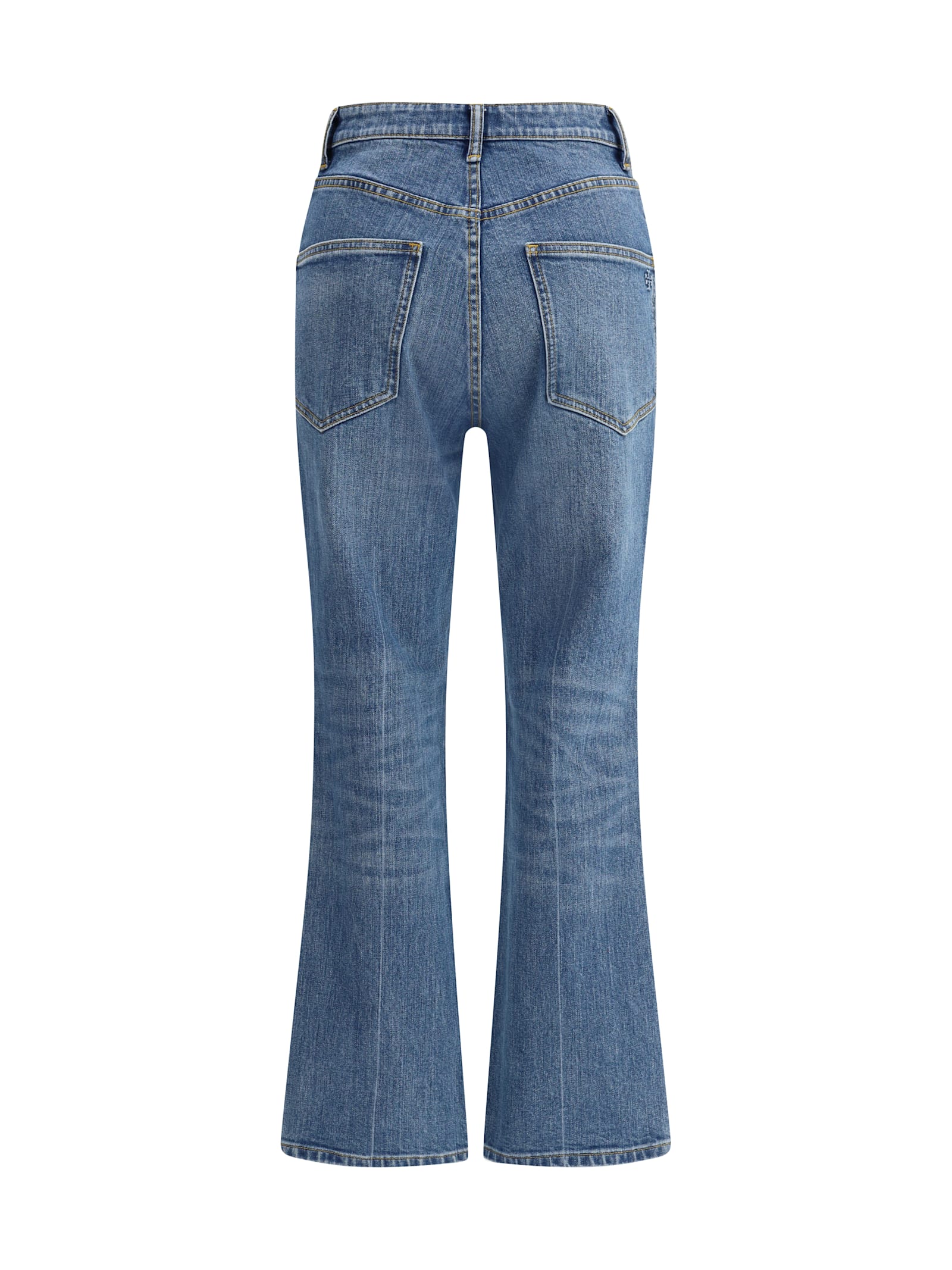 Tory Burch Customizable Belt Cropped Flare Jeans In Medium Vintage Wash