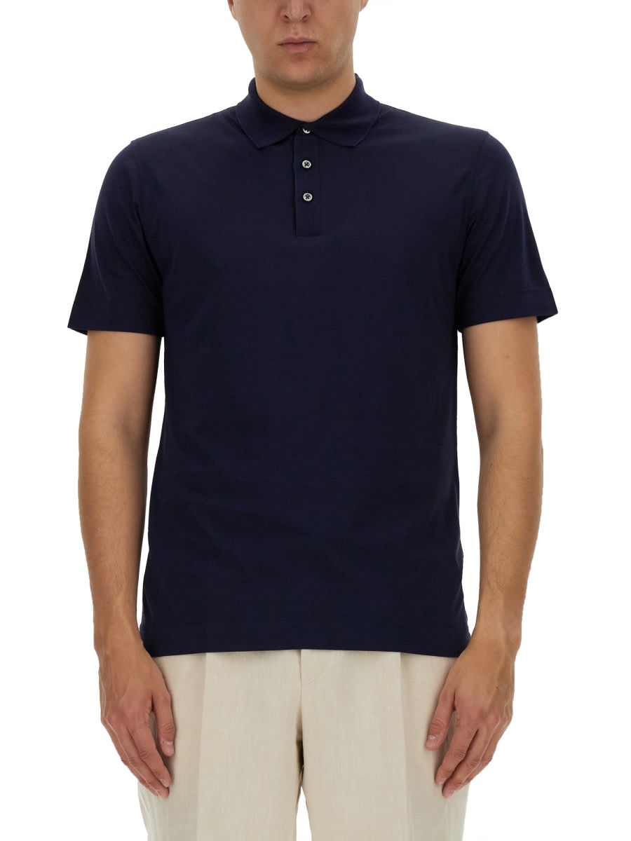 Shop Hugo Boss Knitted Polo. In Blue