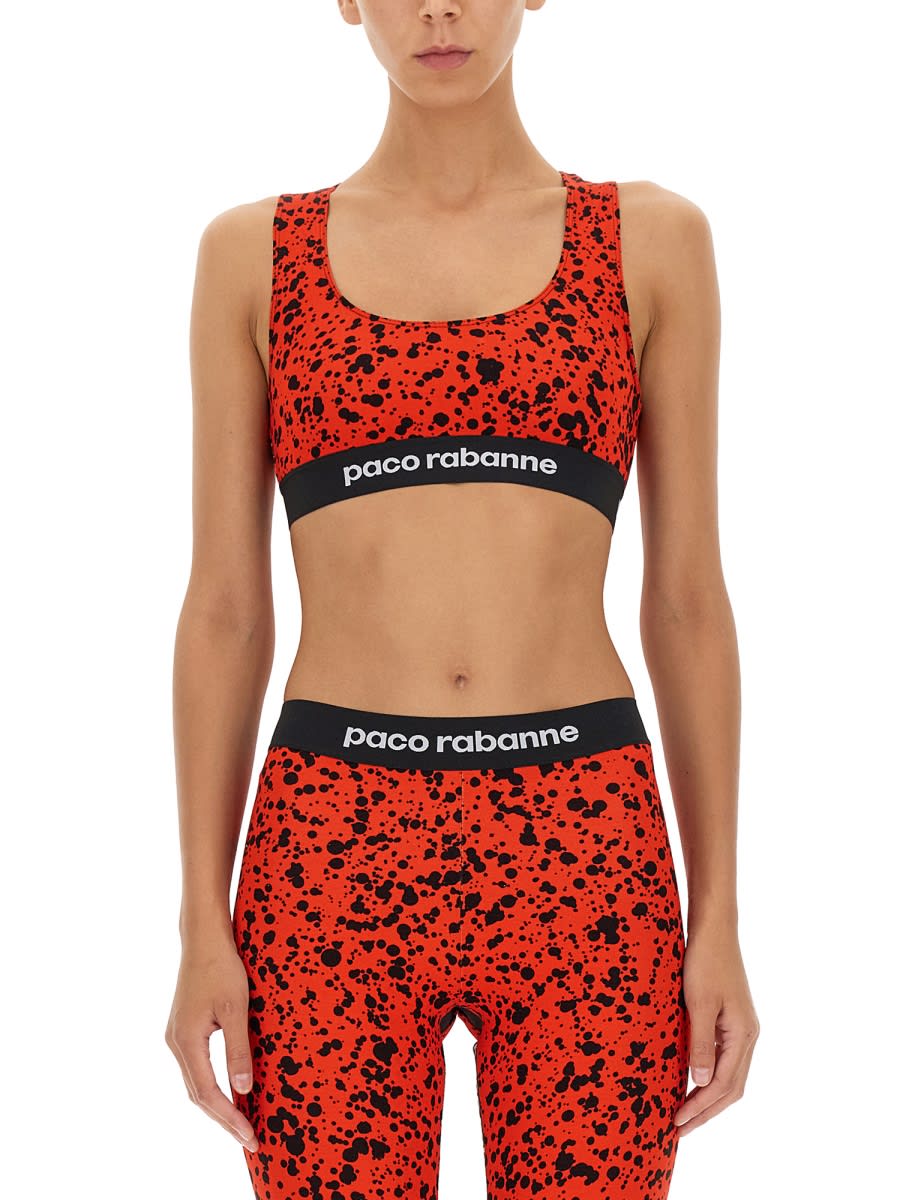 Shop Rabanne Top With Logoed Band In Red
