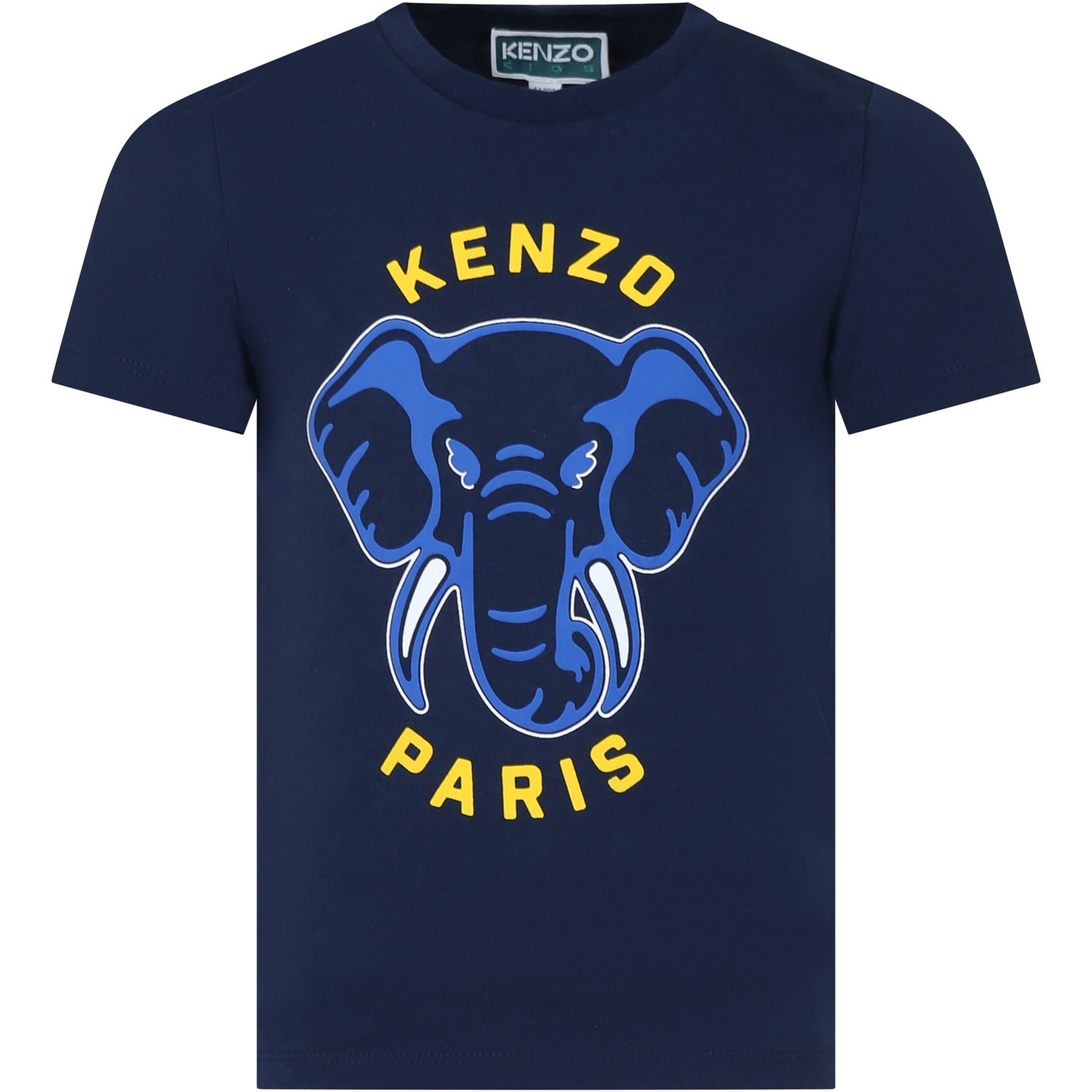 KENZO BLUE T-SHIRT FOR BOY WITH PRINT AND LOGO