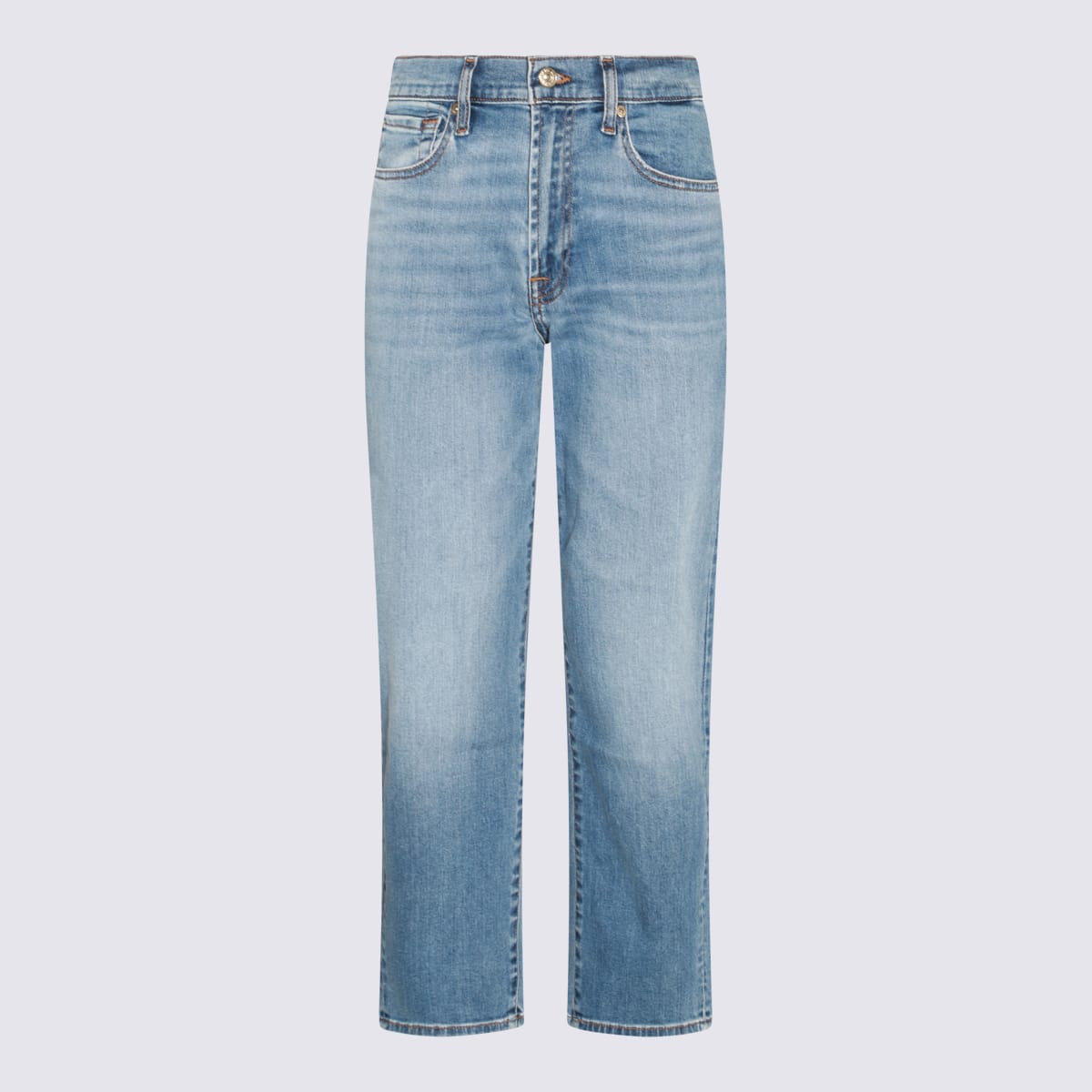 Shop 7 For All Mankind Blue Cotton Blend Jeans In Diary