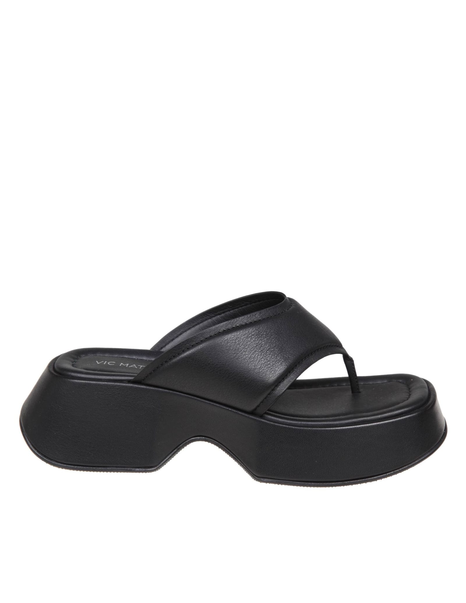 Vic Matié Black Leather Thong Sandals