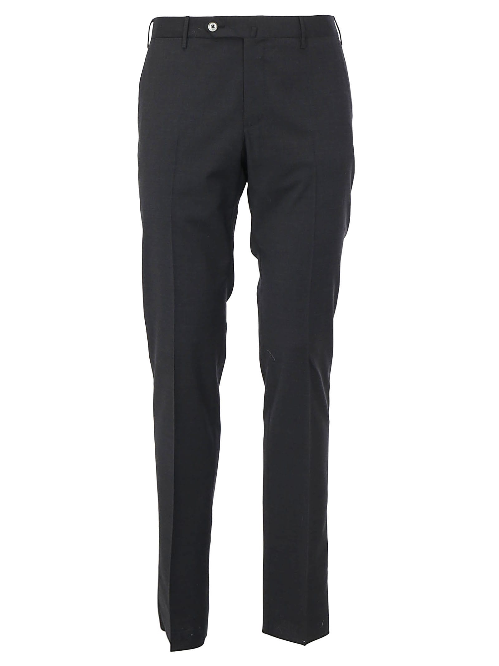 Pt01 Jetted-pocket Cotton Trousers In Dark Blue