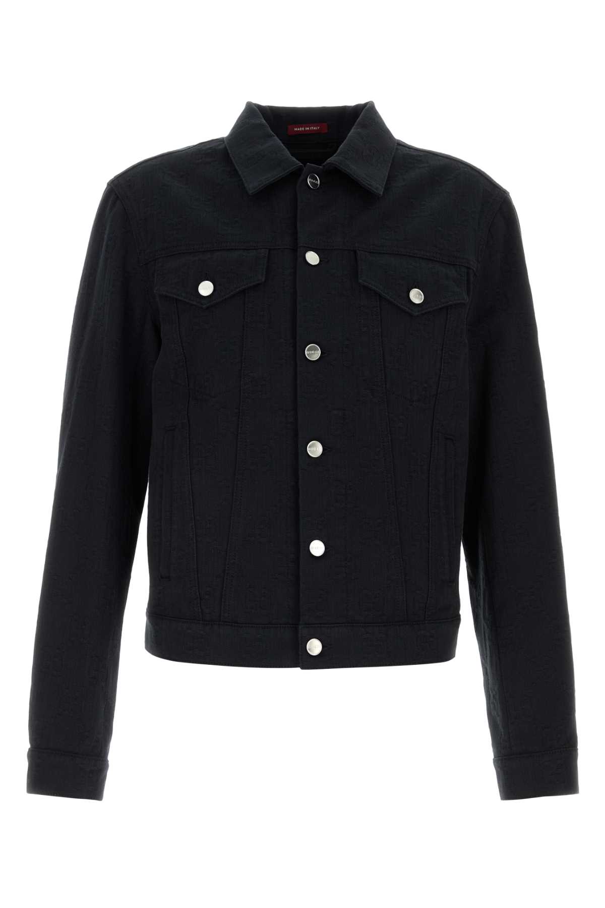 Shop Gucci Black Denim Jacket In Blackmix