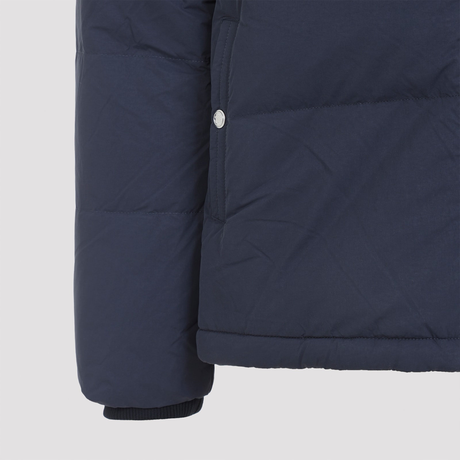 Paul Smith Hooded Navy Blue Polyamide Jacket In Blue
