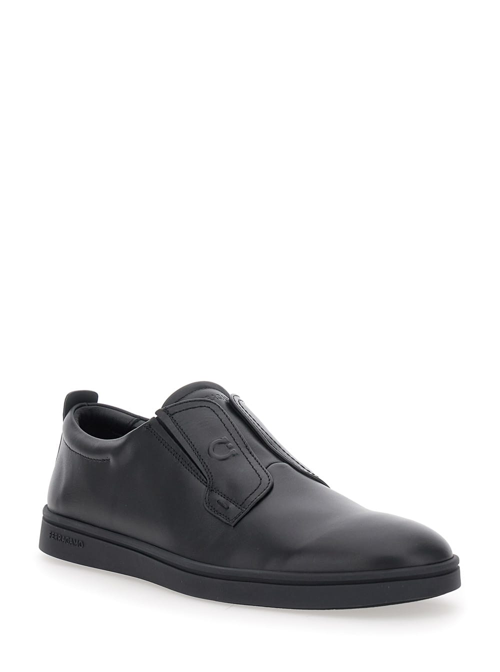 Ferragamo Slip-on Rubber Sole Shoes In Black