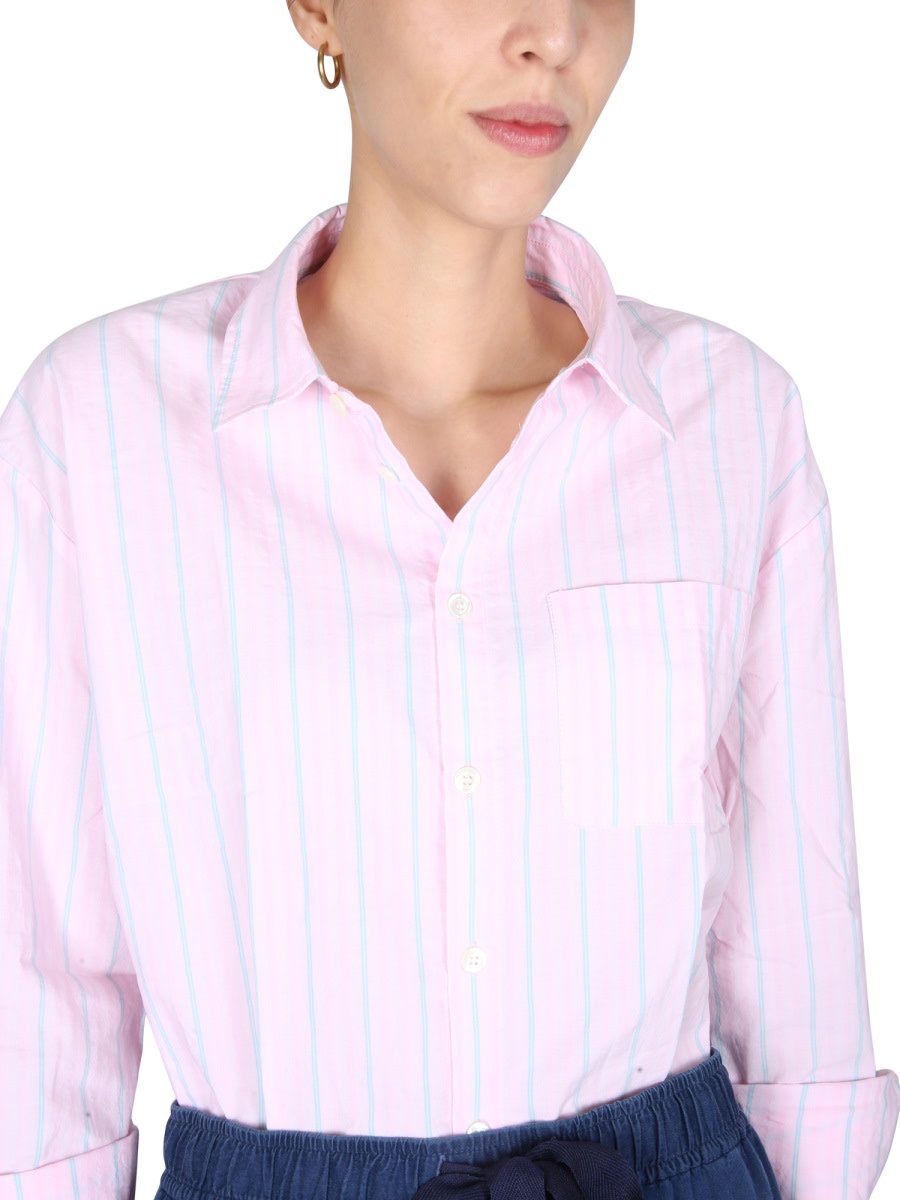 Shop Apc Boyfriend Shirt In Pink