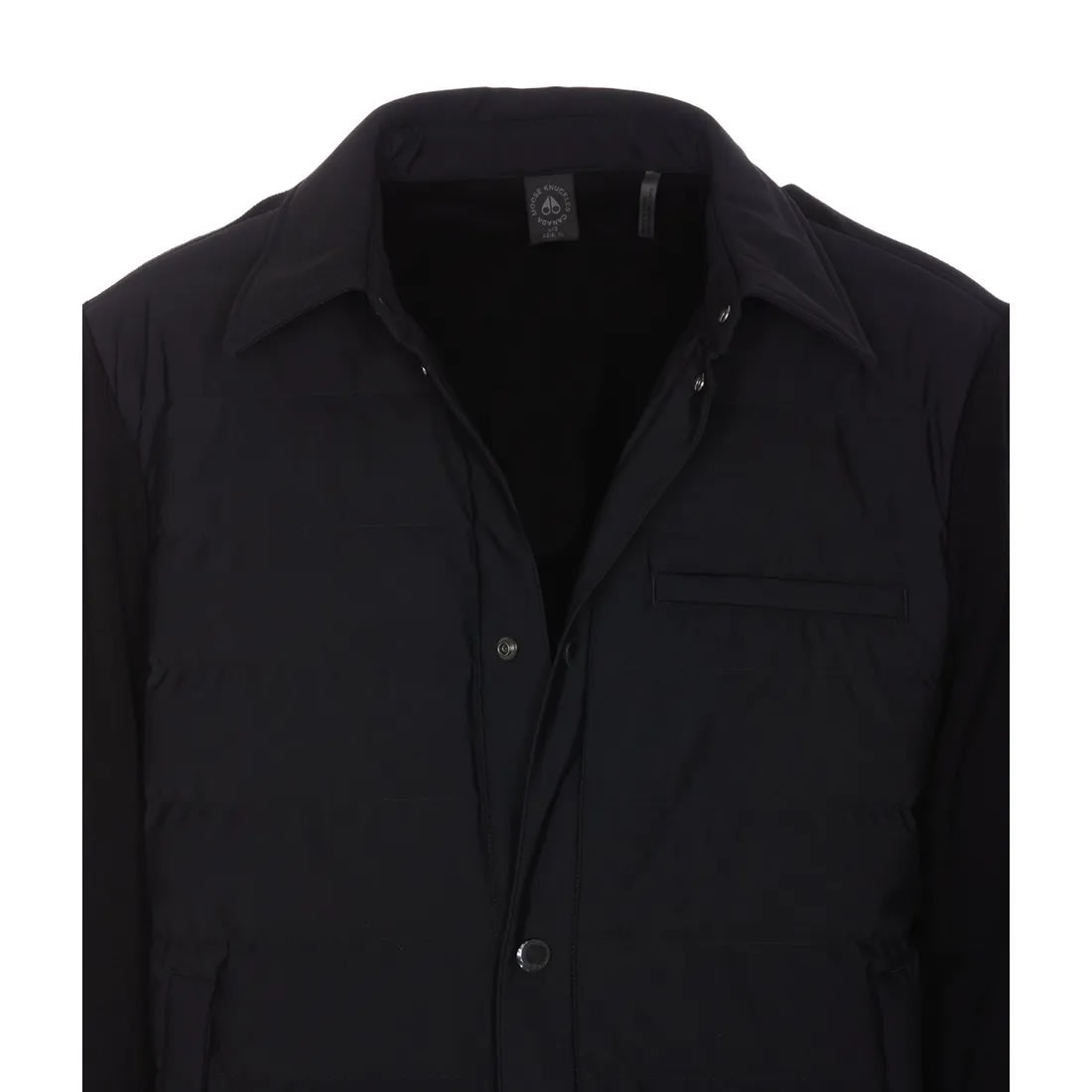 Moose Knuckles 'marble' Black Jacket With Logo Patch On The Sleeve In Viscose Blend Woman In Black