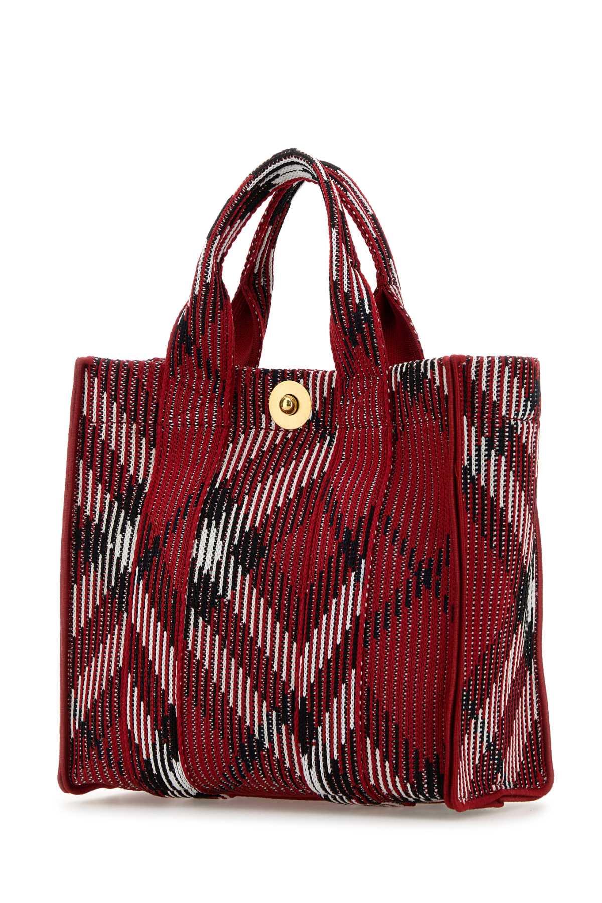 Shop Burberry Embroidered Fabric Handbag In Scarlet