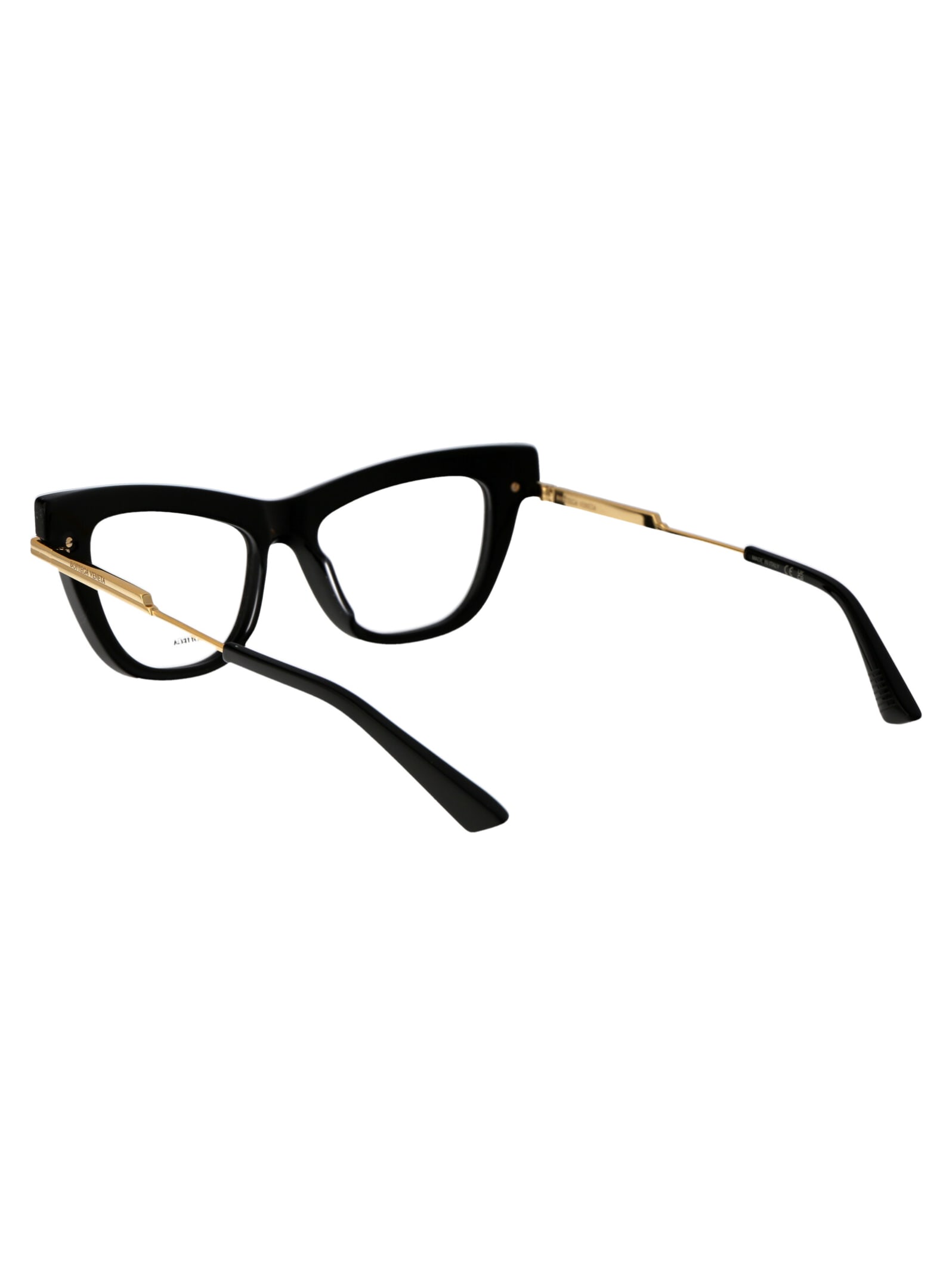 Shop Bottega Veneta Bv1266o Glasses In 001 Black Gold Transparent