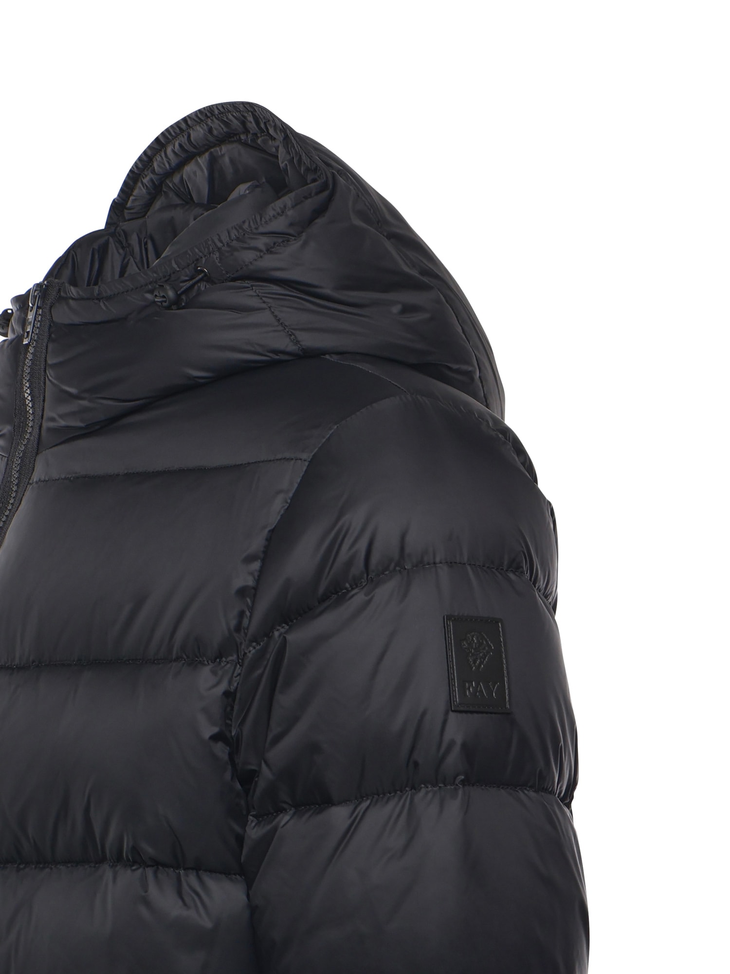Fay Double-front Down Jacket In Calendered Poplin In Black