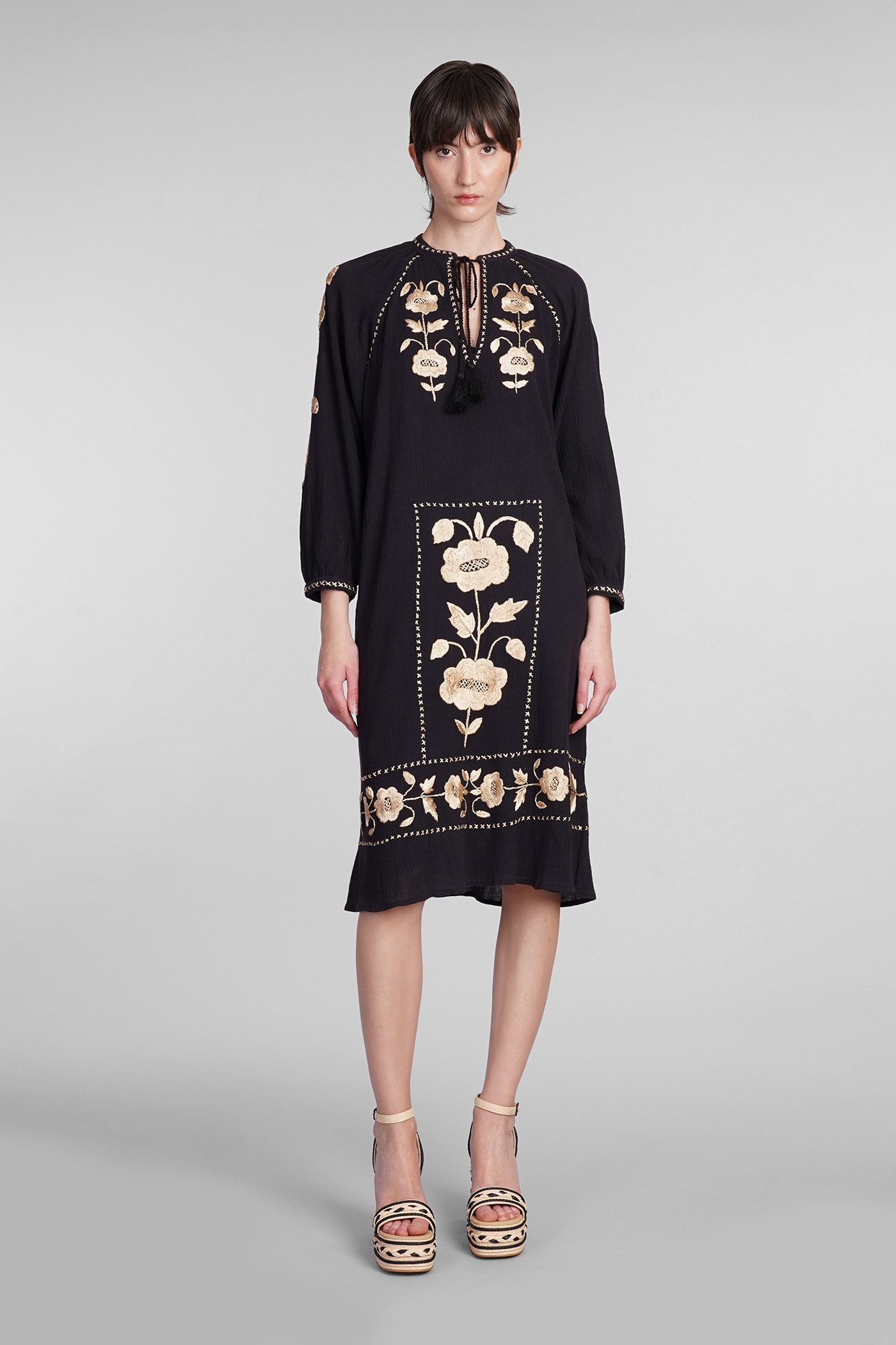 Antik Batik Ila Dress In Black Cotton
