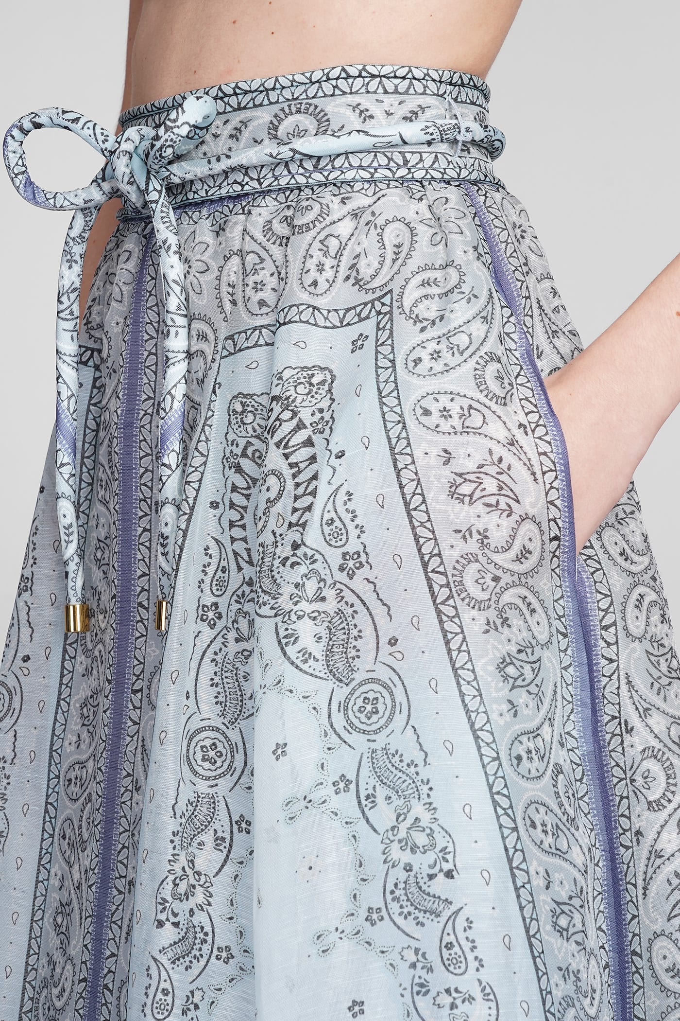 Zimmermann Printed Linen Blend Matchmaker Skirt In Blue