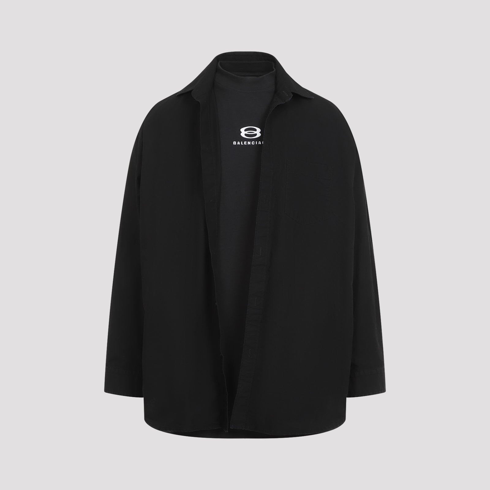 Shop Balenciaga Long Sleeves Layered Shirt In Black