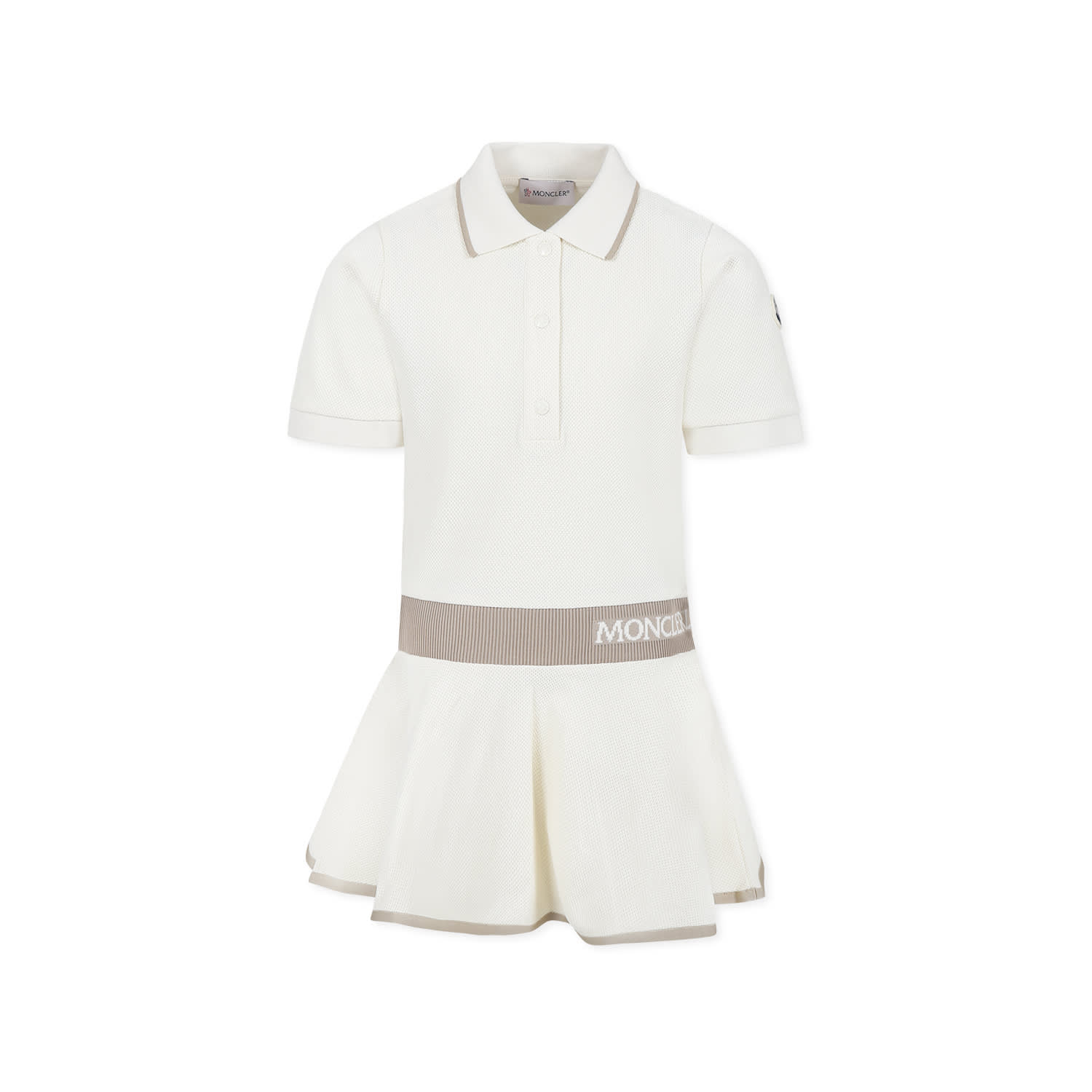 Moncler Robe Polo En Piqué In Ivory