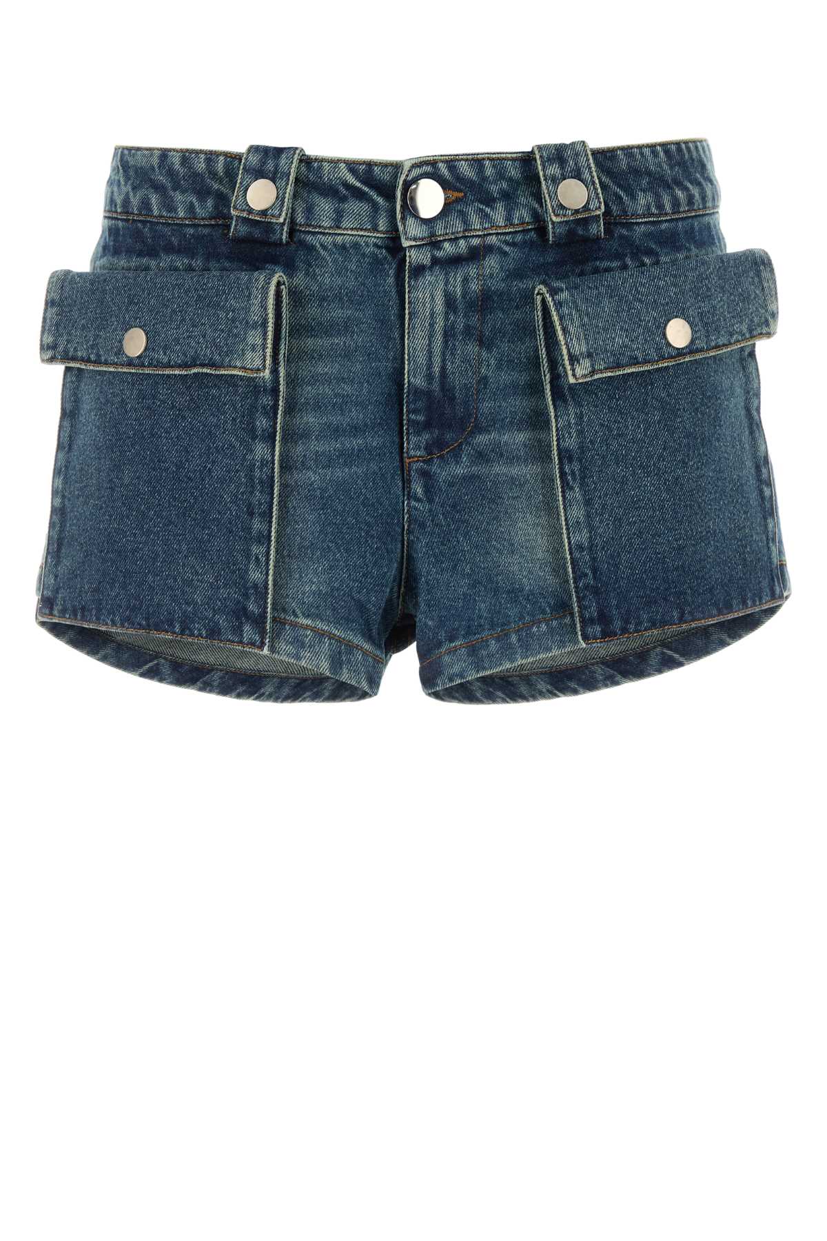 Stretch Denim Micro Shorts