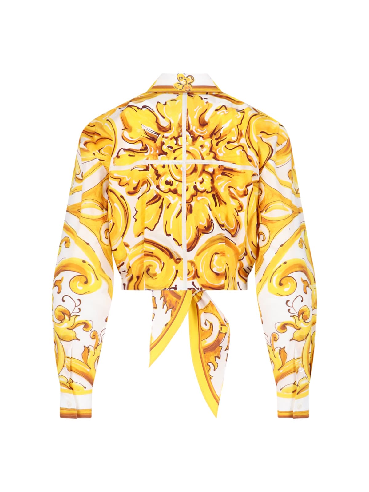 DOLCE & GABBANA MAIOLICA PRINT CROP SHIRT 