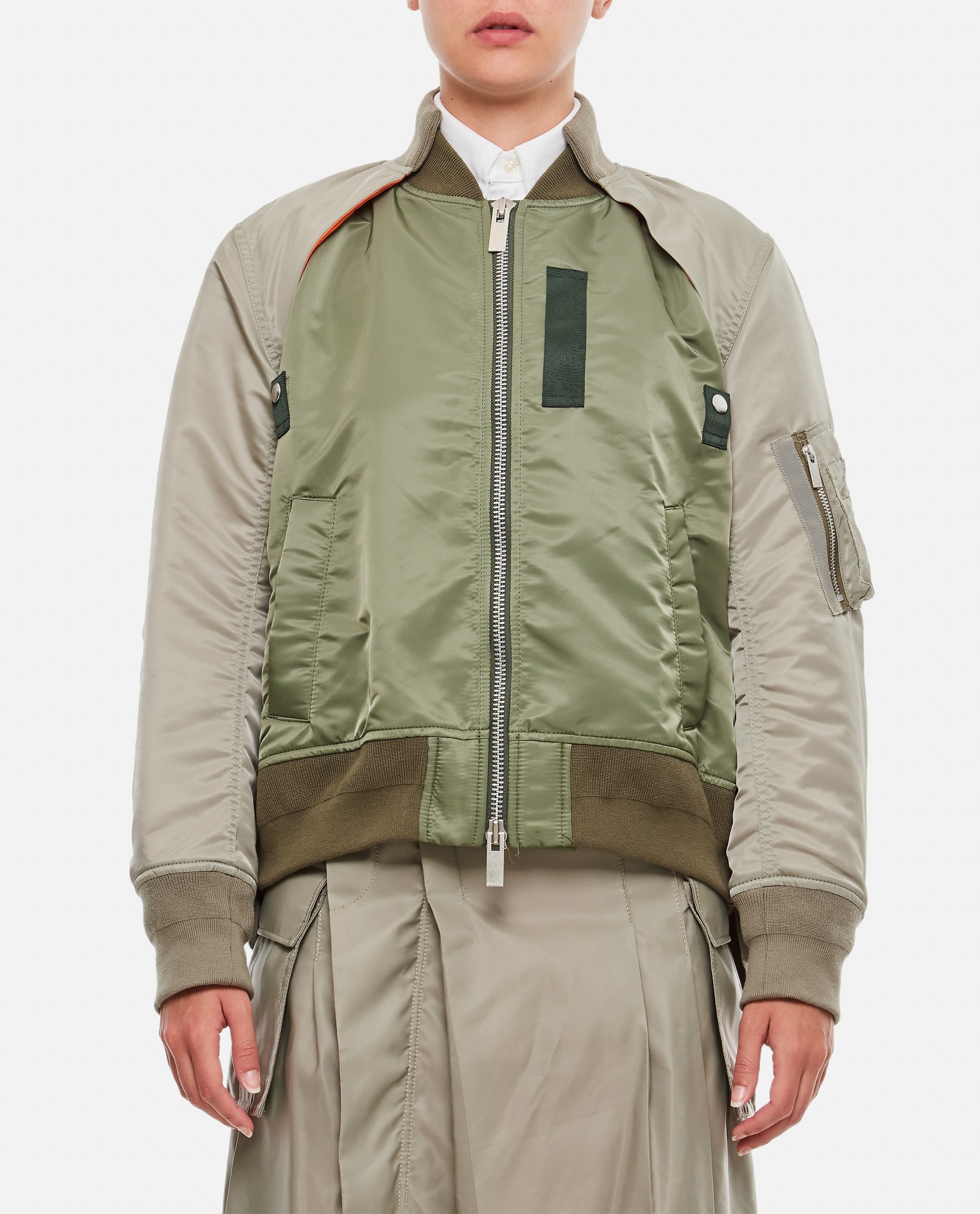 Sectioned Bomber Jacket In Green
