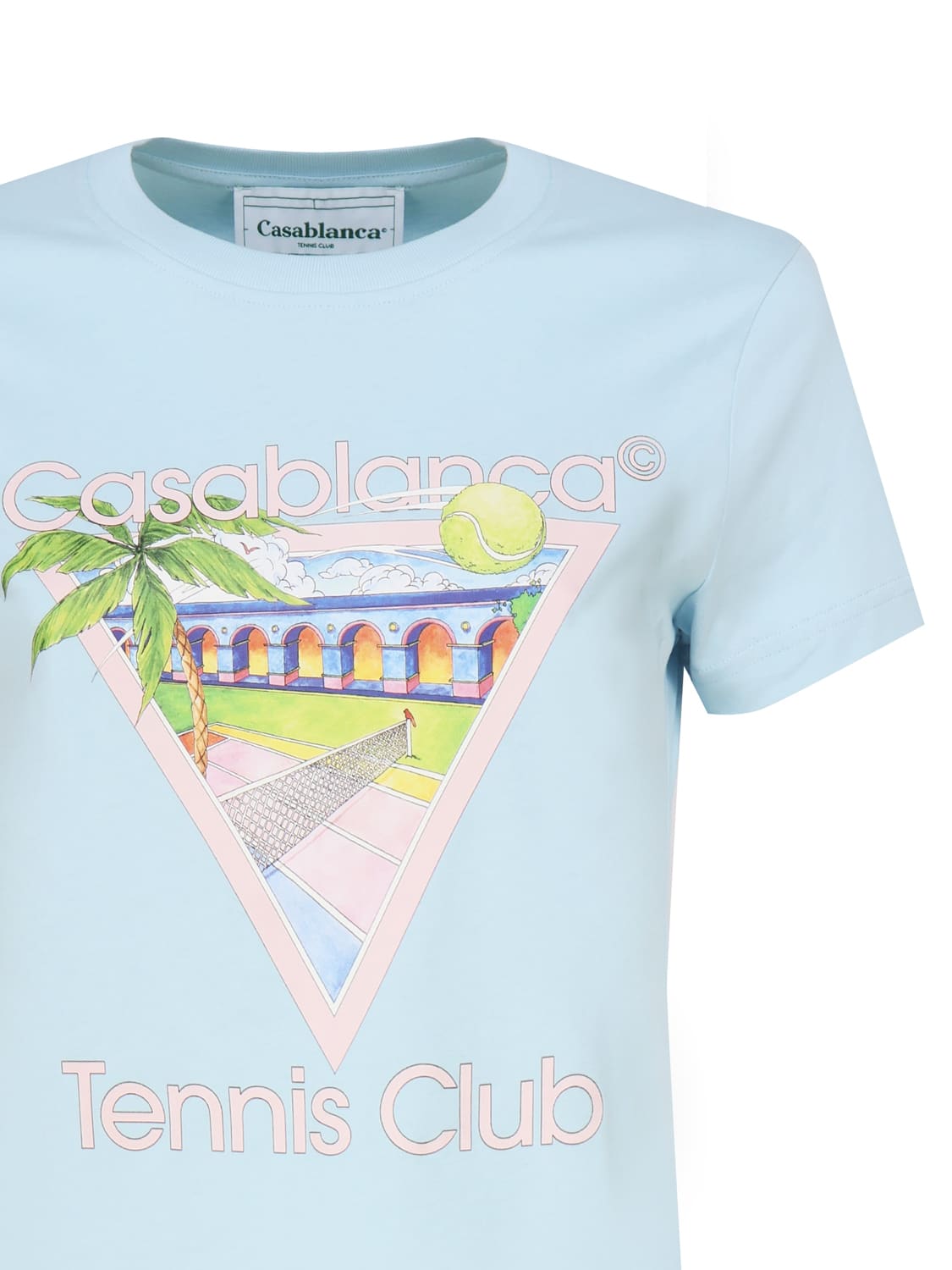 Shop Casablanca Tennis Club Cotton T-shirt In Blue