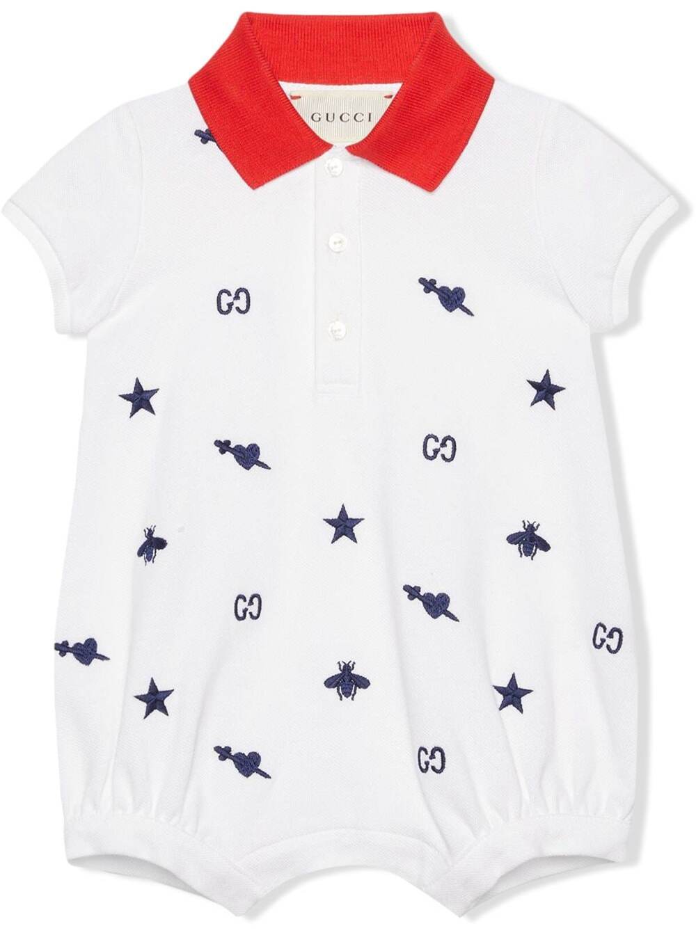 Gucci Kids Baby Boys White Cotton Onesie With Contrast Printed Details