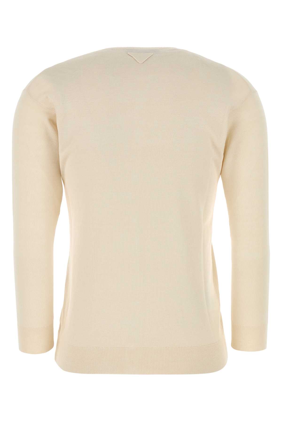 Prada Soft Blend Cardigan Crew Neck In Neutral
