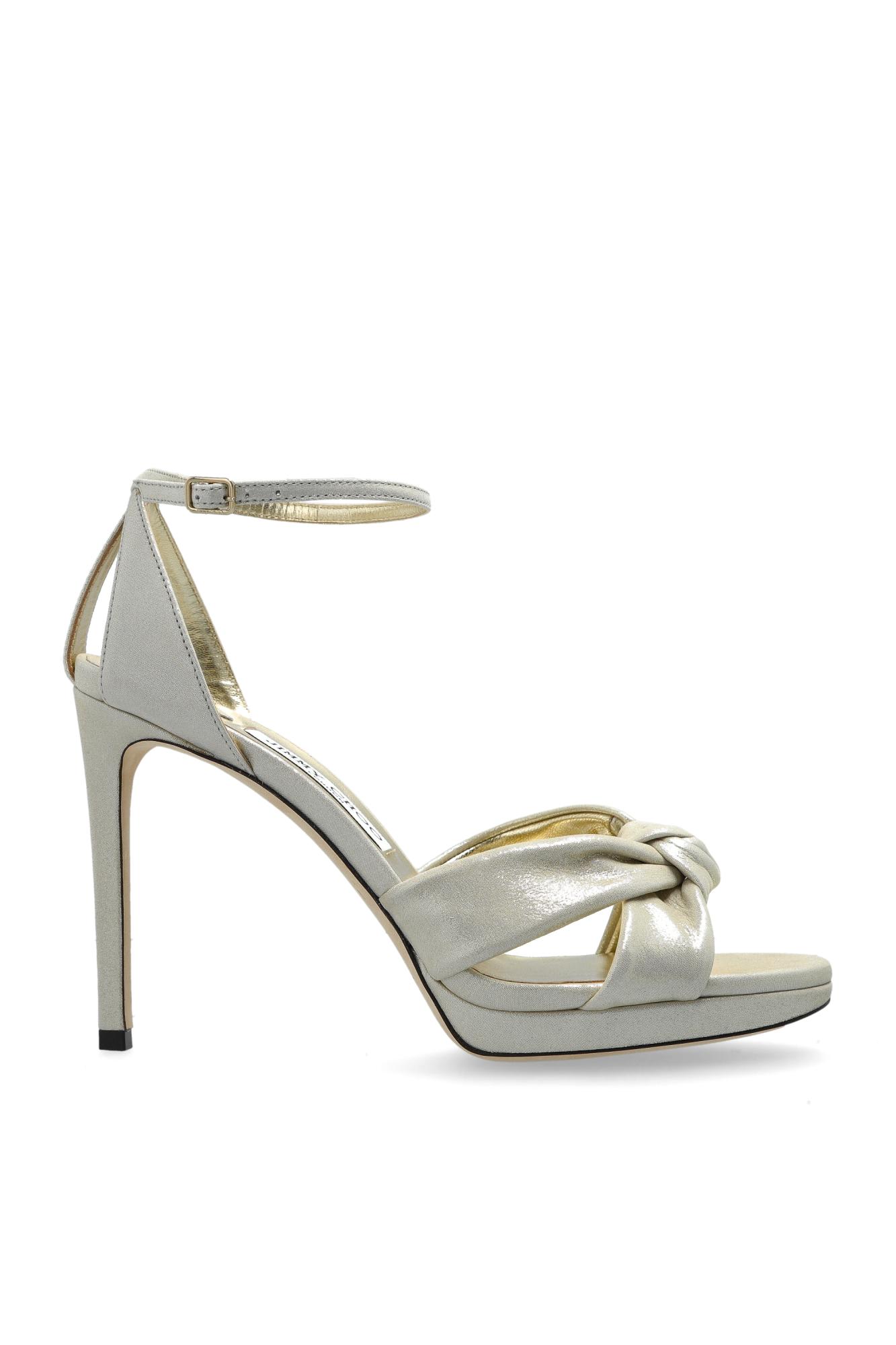 Jimmy Choo Rosie 100 Shimmering Suede Sandals In Metallic