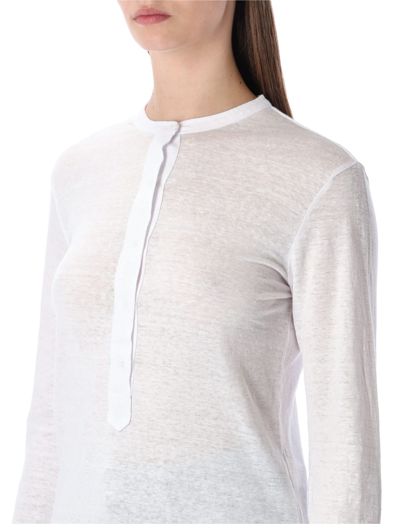 Isabel Marant Étoile Lucy Serafino Long Sleeve Sheer Top In White