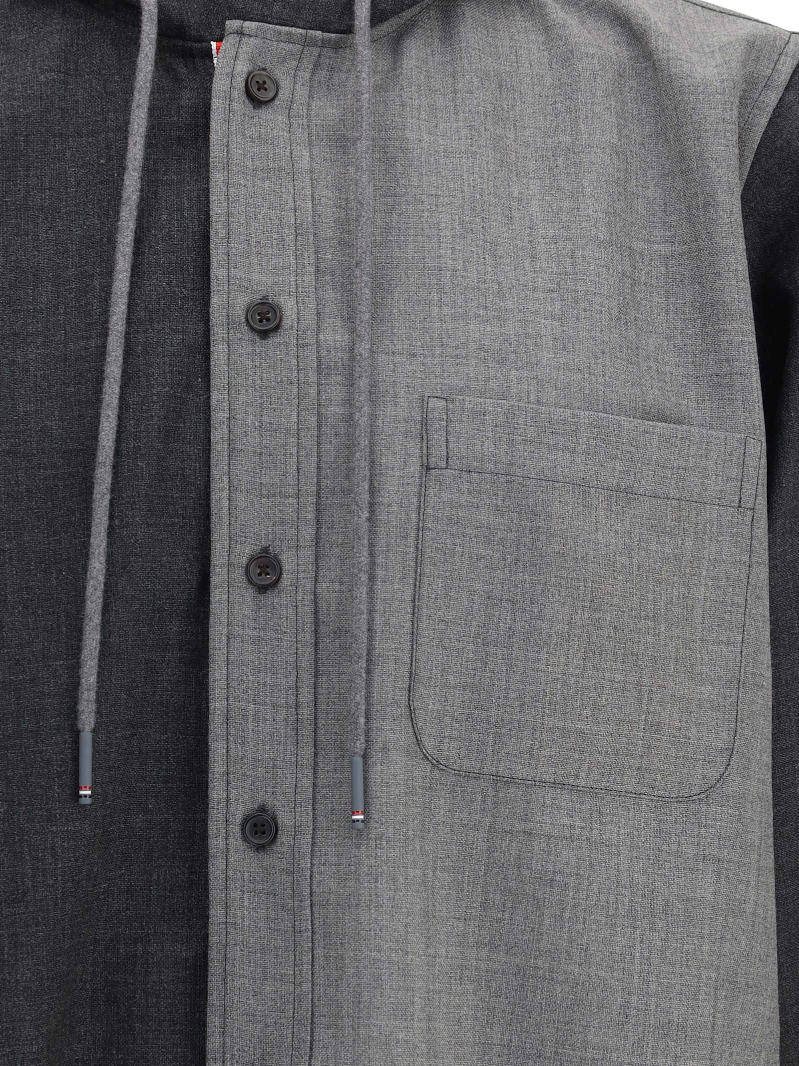 Thom Browne Hooded Shirt Jacket In Multi