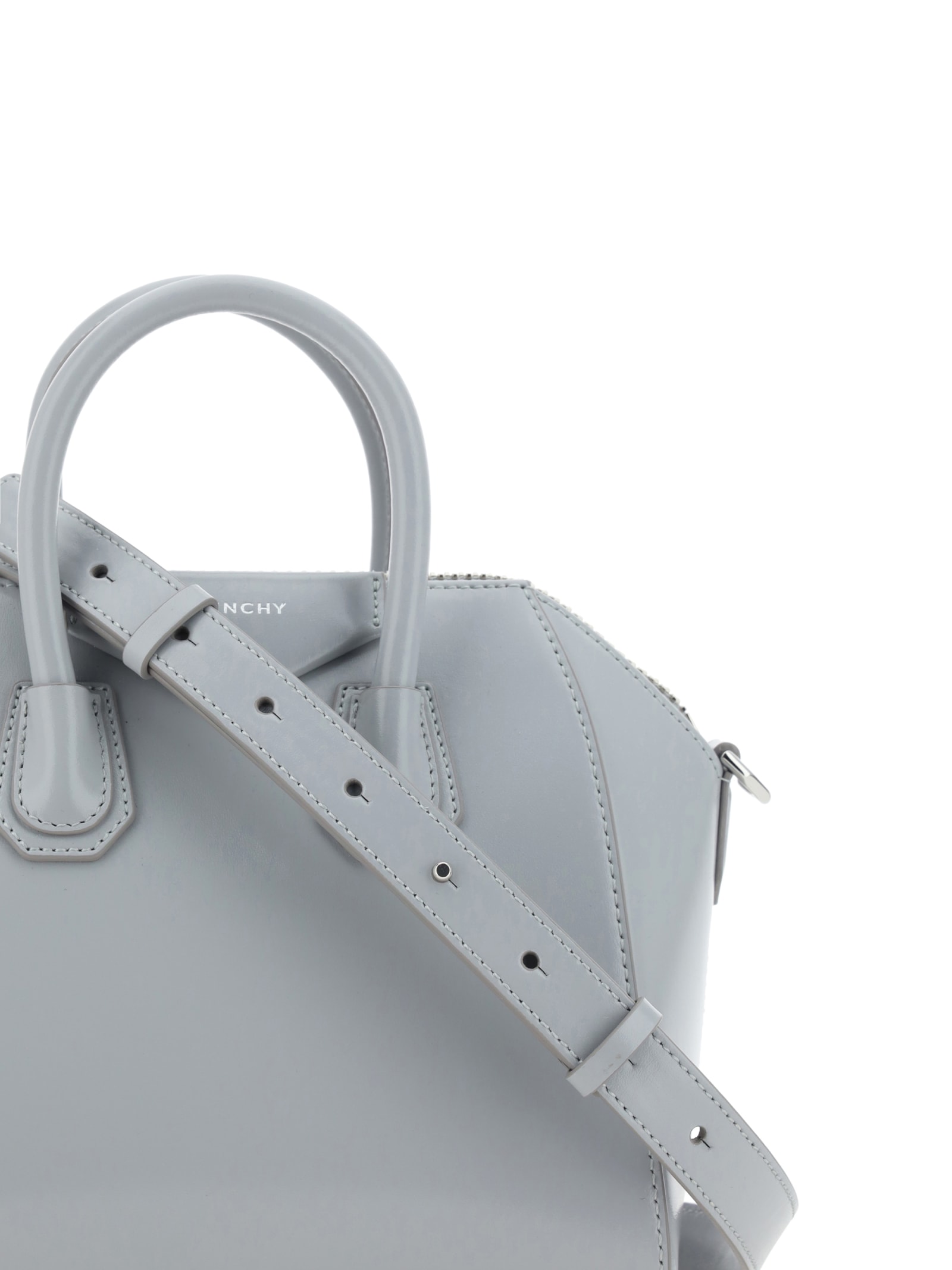 Shop Givenchy Antigona Mini Tote Handbag In Grey