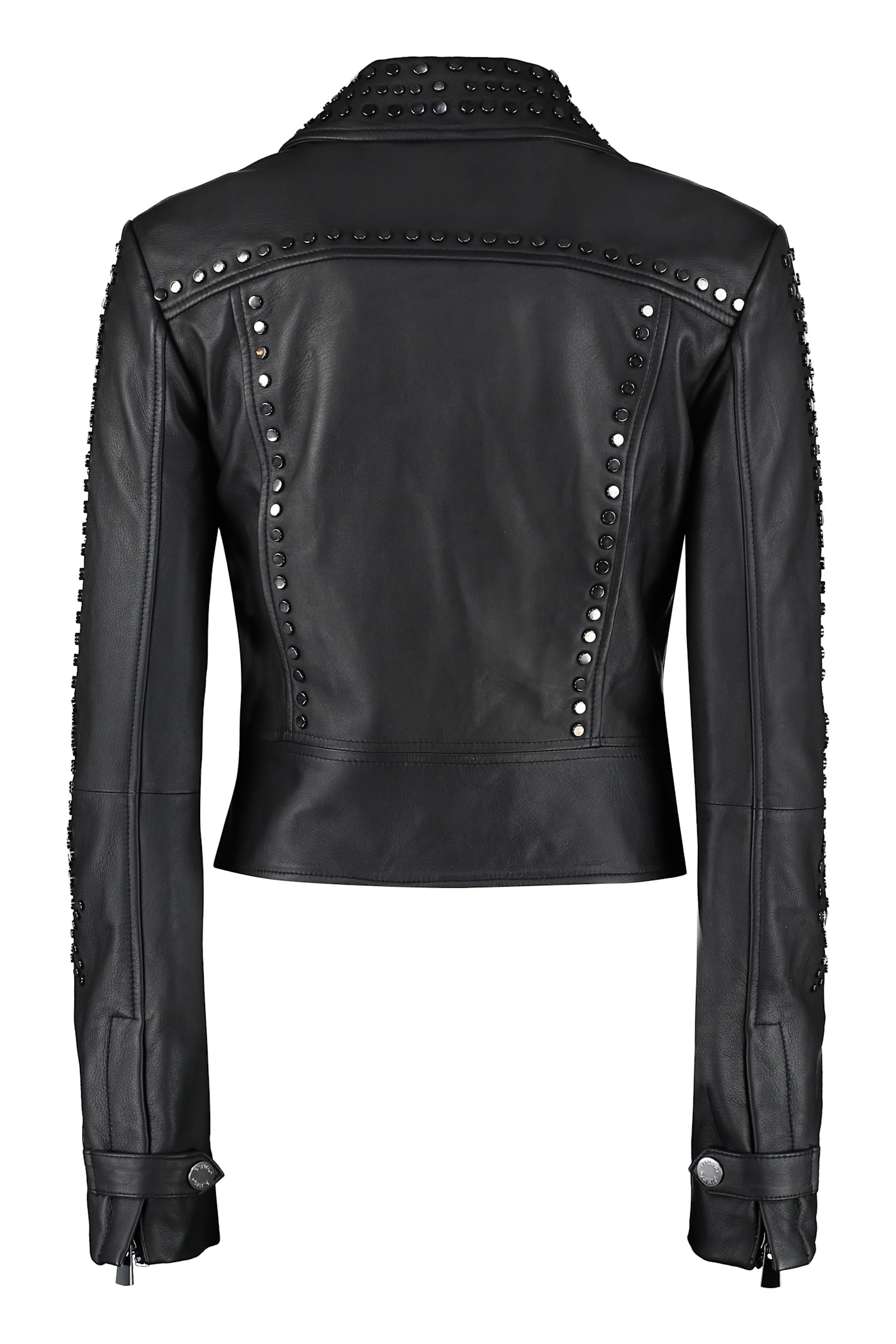 Pinko Cristoforo Leather Biker Jacket With Studs