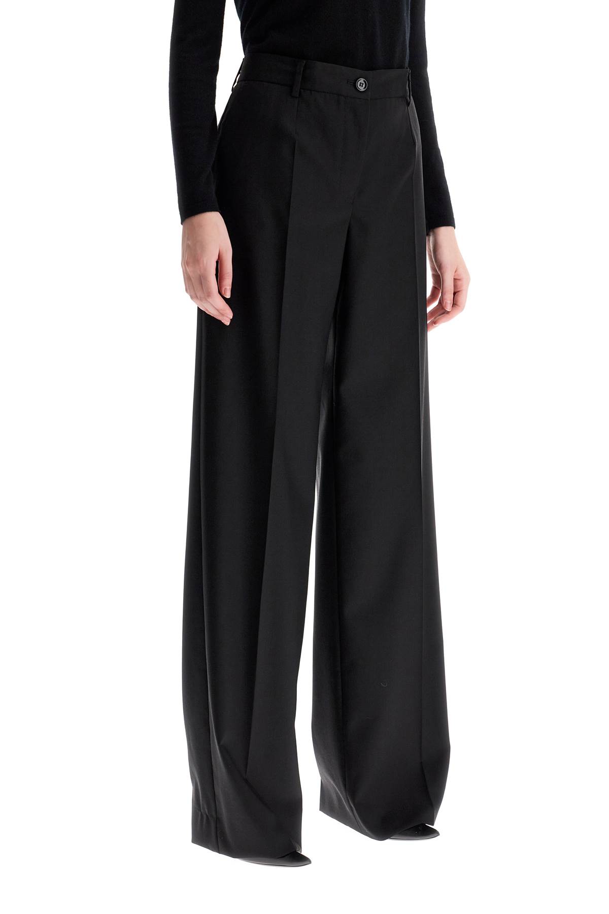 Shop Dolce & Gabbana Woolen Flare Pants In In Nero (black)