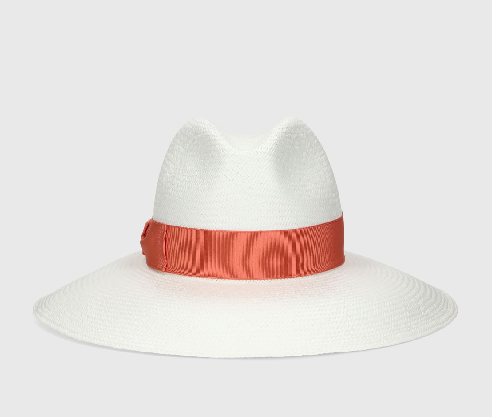 Shop Borsalino Sophie Panama Fine Wide Brim In White, Orange Hat Band