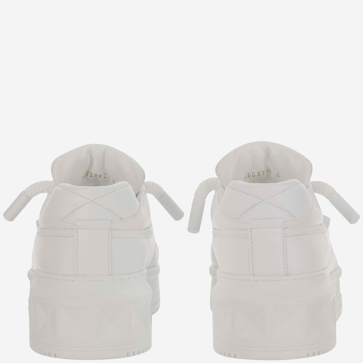 Shop Valentino White Nappa Leather One Stud Xl Sneakers In Bianco