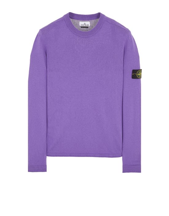 Stone Island Mens Lavender Logo-badge Crewneck Cotton-knit Jumper