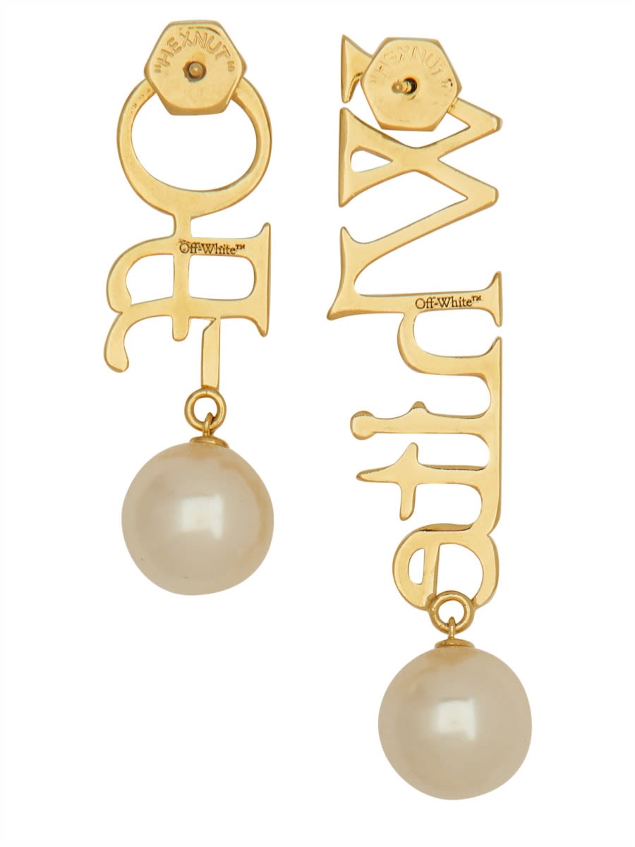 Shop Off-white Logo Earrings In Gold