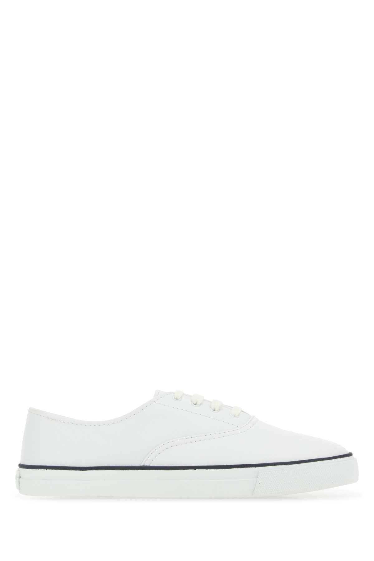 Shop Saint Laurent White Leather Tandem Sneakers In 9030
