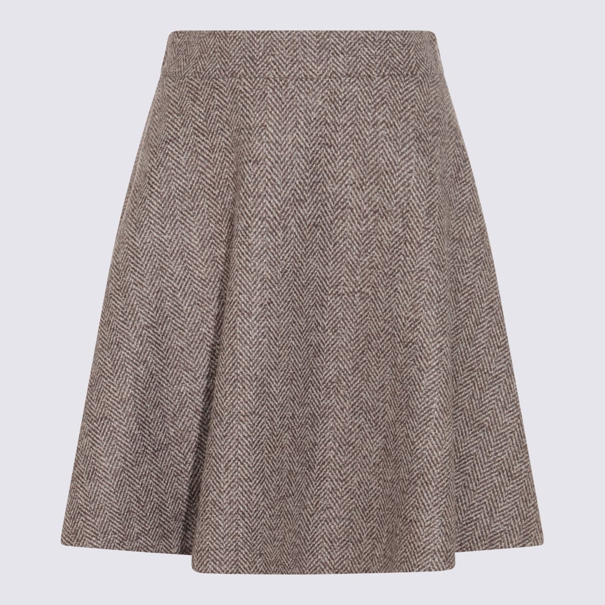 Brunello Cucinelli Brown Wool Mini Skirt In Neutral