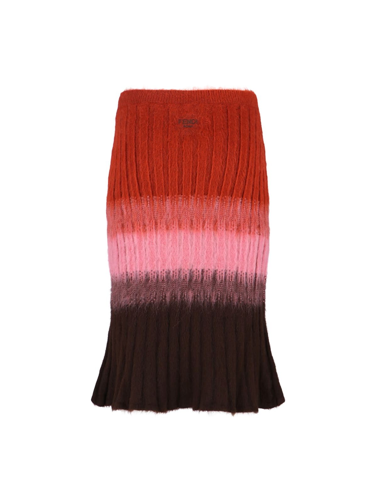 Fendi Gradient Mohair And Wool High-waisted Midi Skirt Clothing In Multi