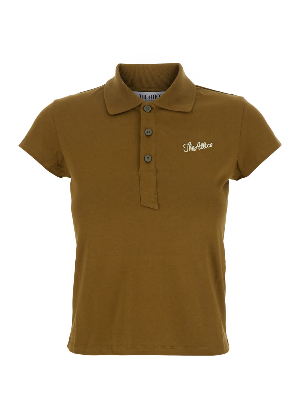 Green Polo Shirt With Classic Collar And Logo Lettering Embroidery On The Front In Cotton Jersey Woman