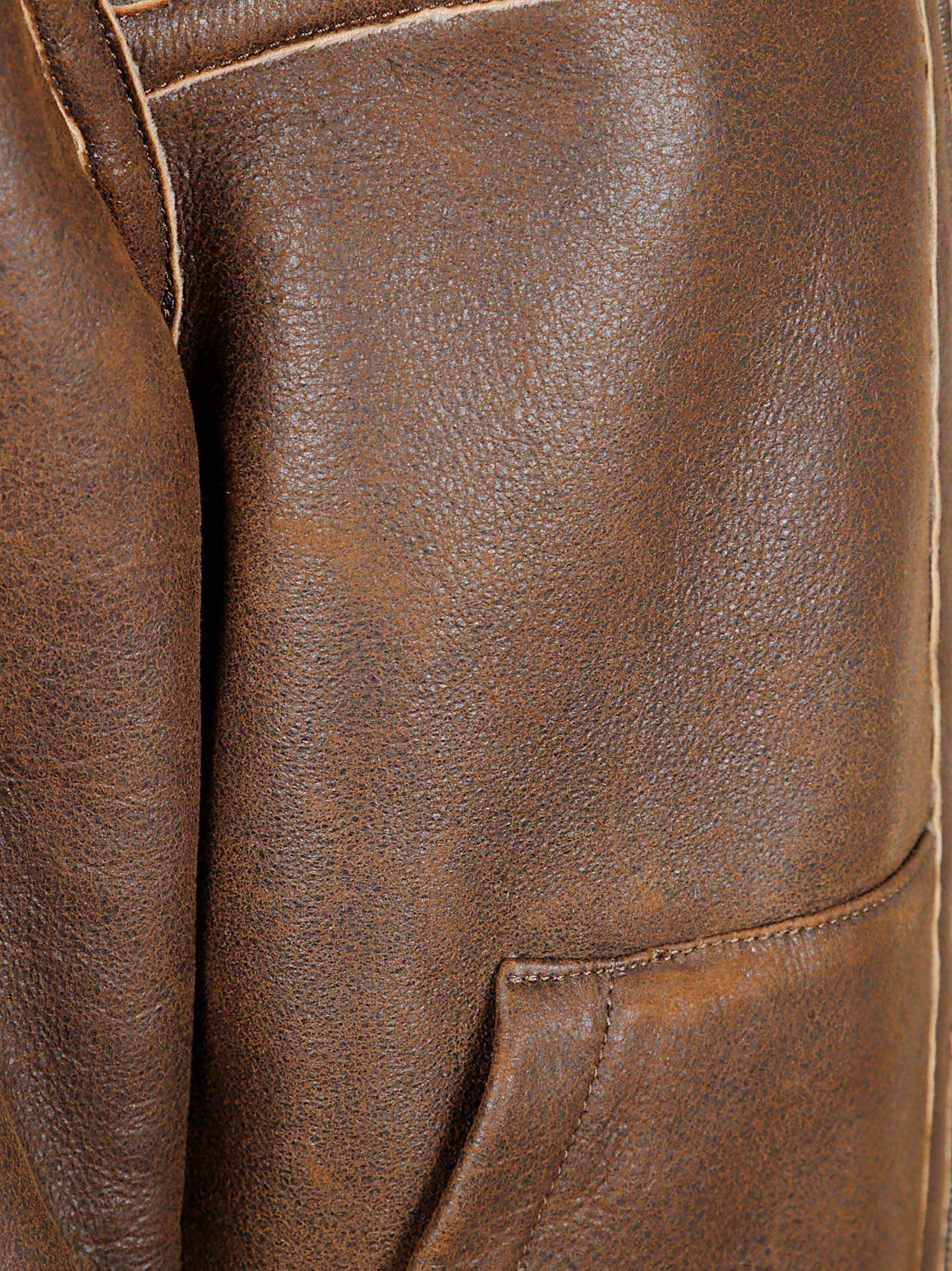 Salvatore Santoro Sheepskin Leather Jacket With Contrasting Shearling Interior And High Collar In Brown