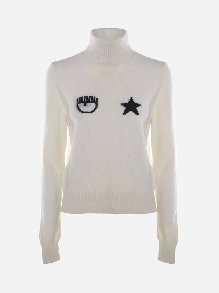 Chiara Ferragni Wool Sweater With Eyestar Logo Detail