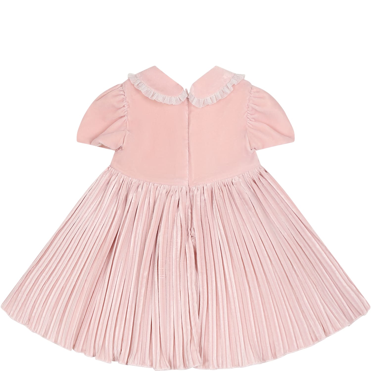 Shop Monnalisa Pink Dress For Baby Girl With Rose