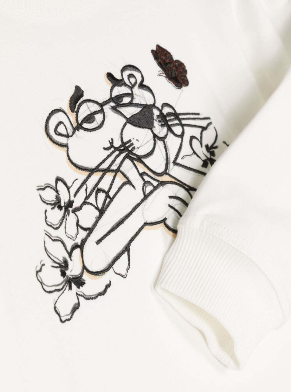 Monnalisa Panther Printed Cotton Blend Sweatshirt In Cream