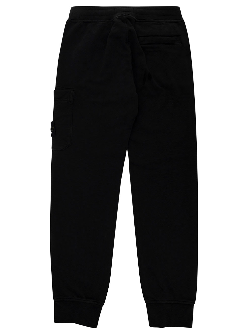 Shop Stone Island Black Trackpants With Logo Patch In Cotton Boy