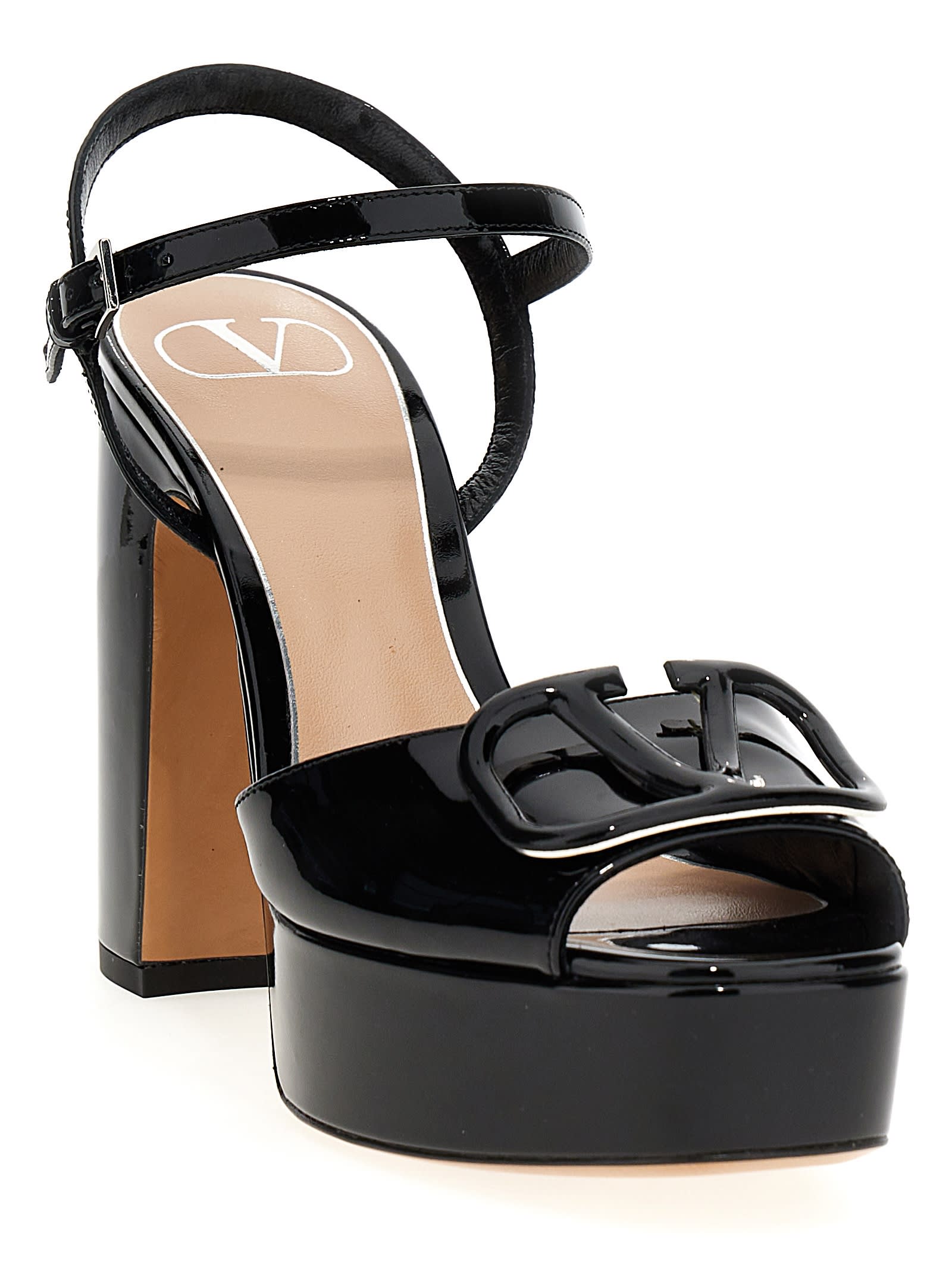 Shop Valentino Garavani Vlogo Sandals In Black