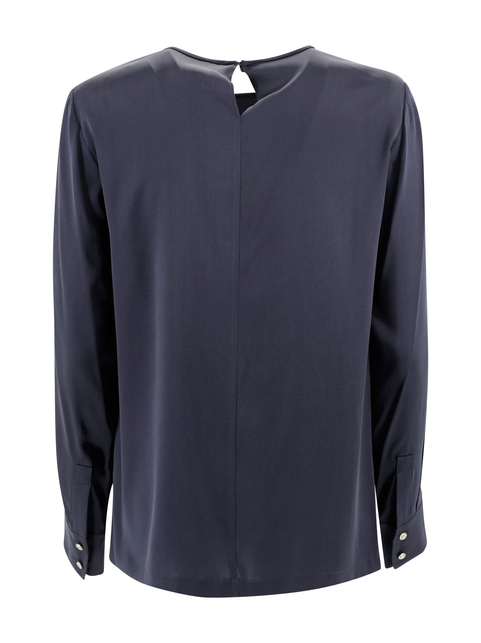 Max Mara Silk Satin Shirt With Round Neck. In Gray