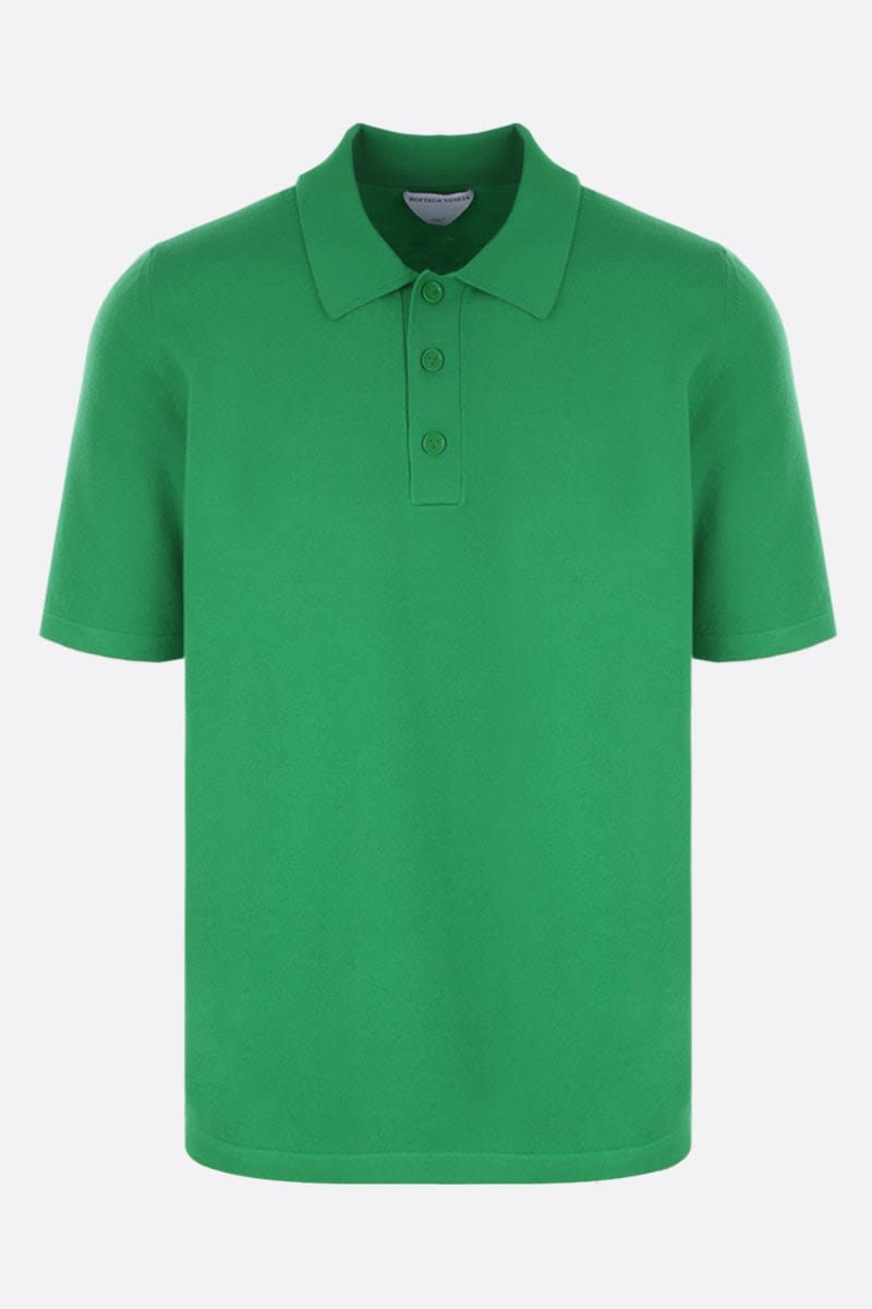 Shop Bottega Veneta Lightweight Stretch Wool Polo Shirt In Green