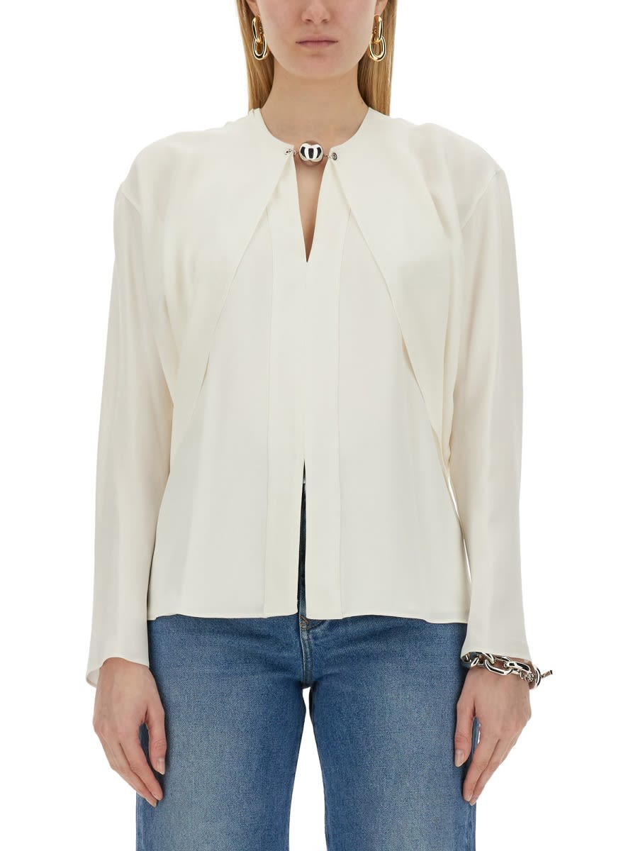 Shop Rabanne Blouse With Chain Detail In White