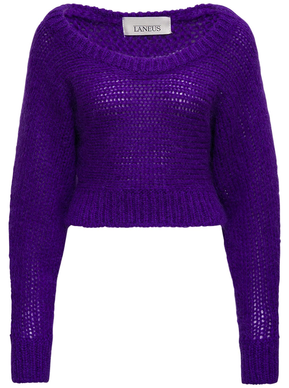 Laneus Purple Mohair Blend Sweater With Wide Neckline