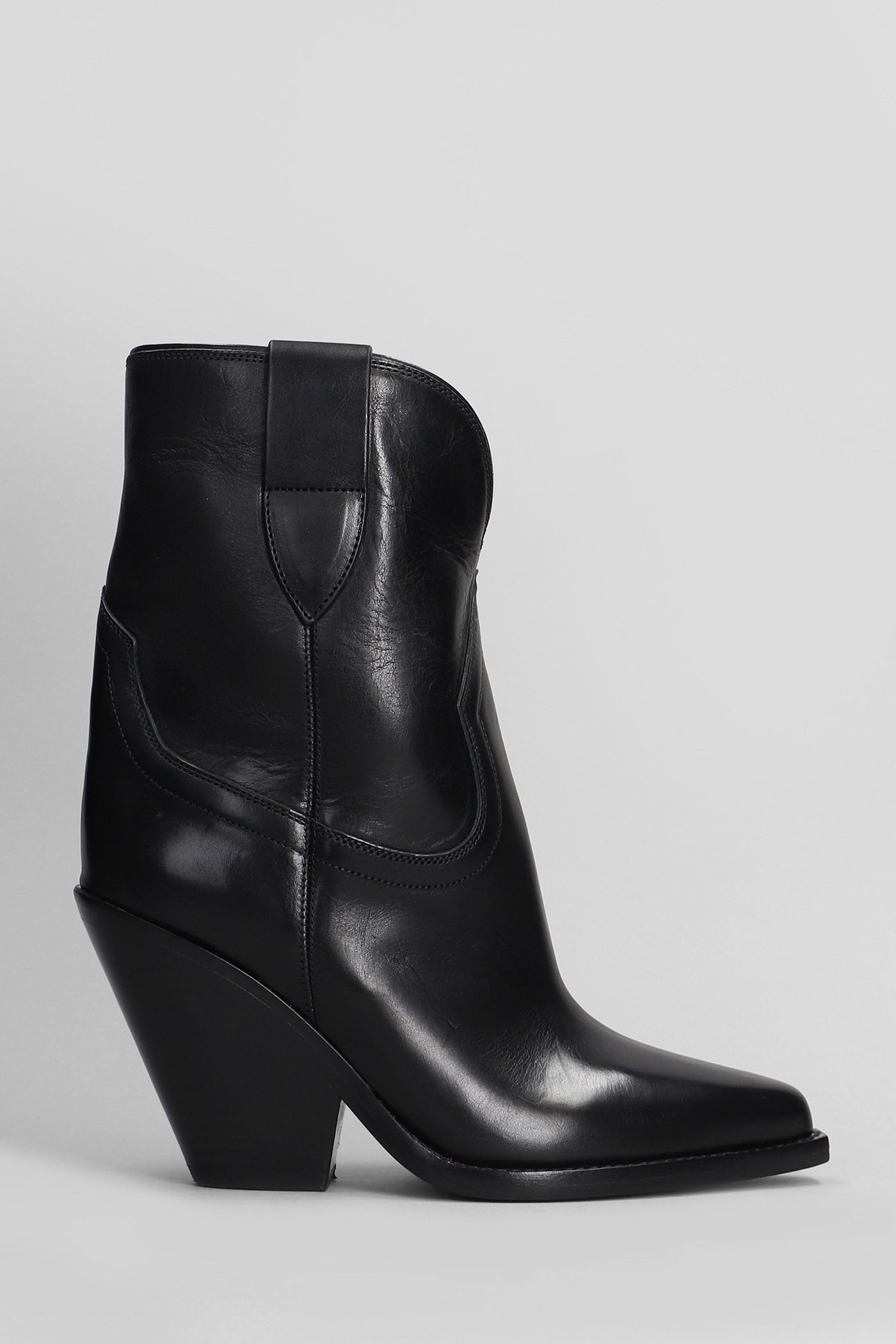 Shop Isabel Marant Leyane Texan Ankle Boots In Black Leather